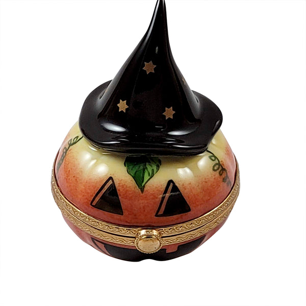 Load image into Gallery viewer, Rochard "Jack O Lantern with Witch Hat" Limoges Box