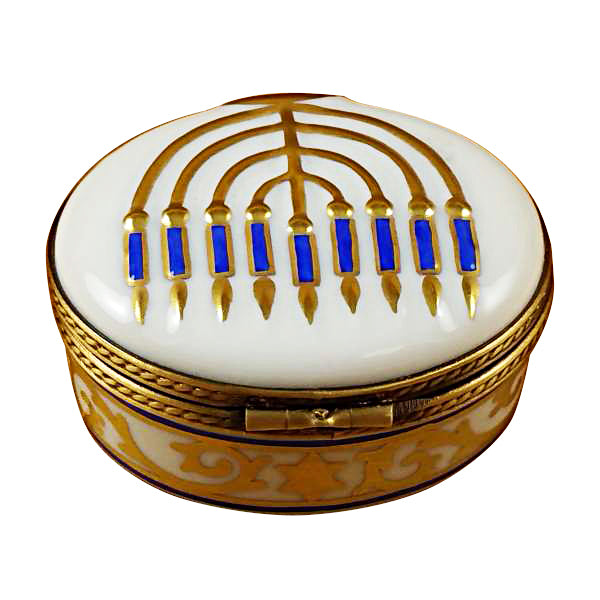 Load image into Gallery viewer, Rochard "Menorah - White" Limoges Box