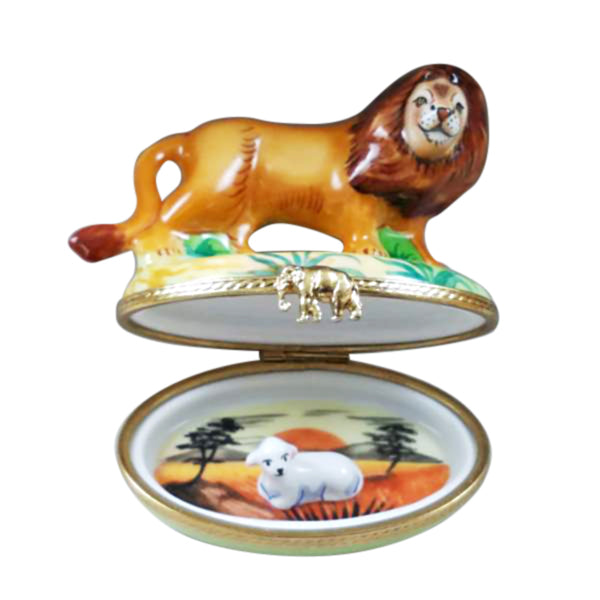 Load image into Gallery viewer, Rochard "Lion and a Lamb" Limoges Box