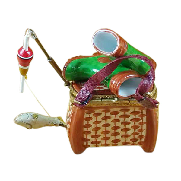 Load image into Gallery viewer, Rochard "Fisherman Boots on Creel" Limoges Box