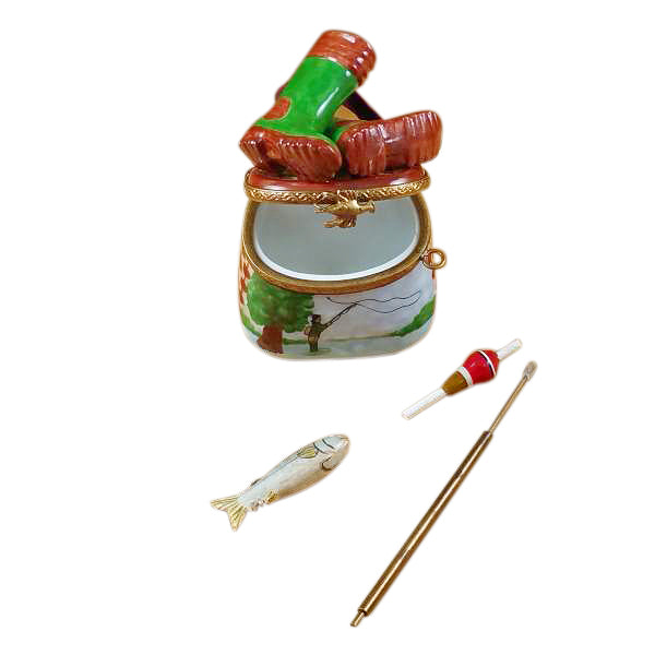 Load image into Gallery viewer, Rochard "Fisherman Boots on Creel" Limoges Box