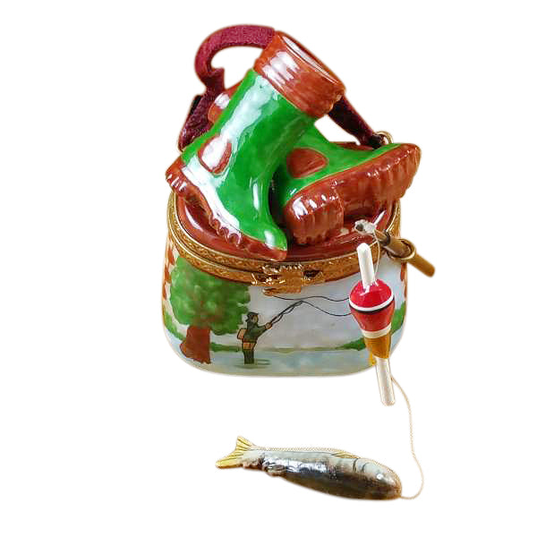 Load image into Gallery viewer, Rochard "Fisherman Boots on Creel" Limoges Box