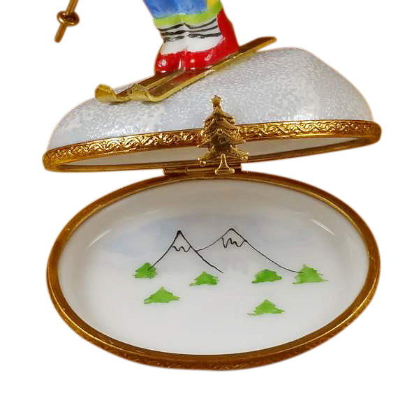 Load image into Gallery viewer, Rochard "Skier on Mountain" Limoges Box