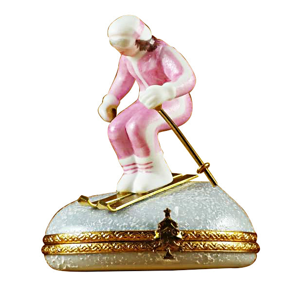 Load image into Gallery viewer, Rochard "Woman Skier on Mountain" Limoges Box
