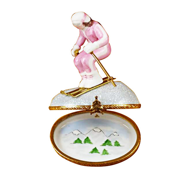 Load image into Gallery viewer, Rochard "Woman Skier on Mountain" Limoges Box