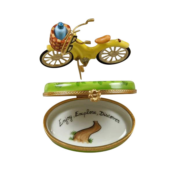 Load image into Gallery viewer, Rochard "Yellow Beach Cruiser with Brass Sunglasses" Limoges Box