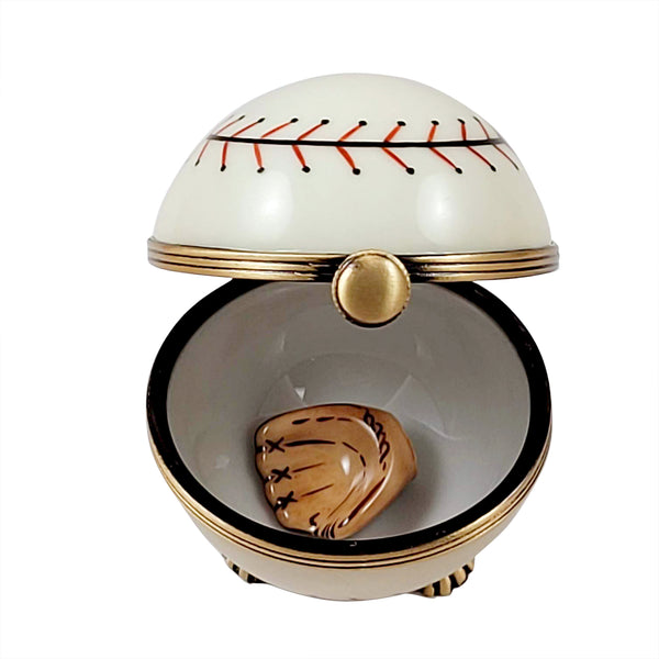 Load image into Gallery viewer, Rochard "Baseball on Stand with a Removable Baseball Glove.." Limoges Box