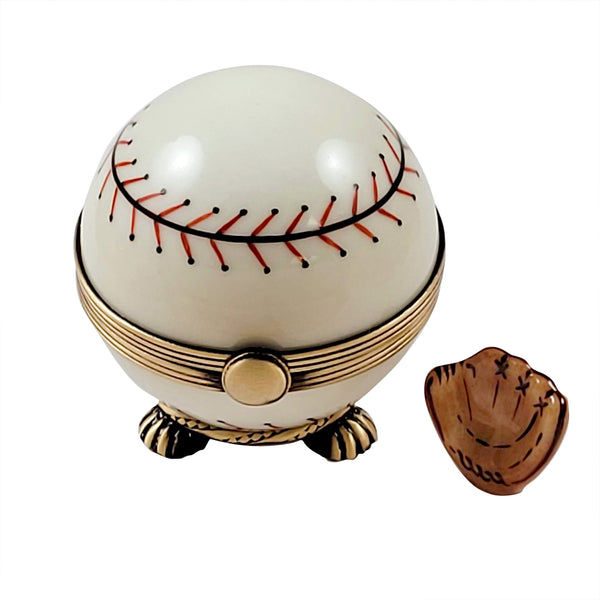 Load image into Gallery viewer, Rochard "Baseball on Stand with a Removable Baseball Glove.." Limoges Box