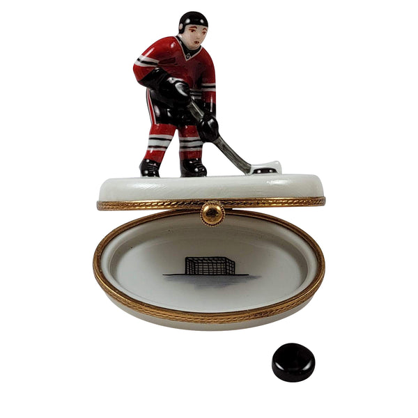 Load image into Gallery viewer, Rochard "Hockey Player with Removable Puck" Limoges Box