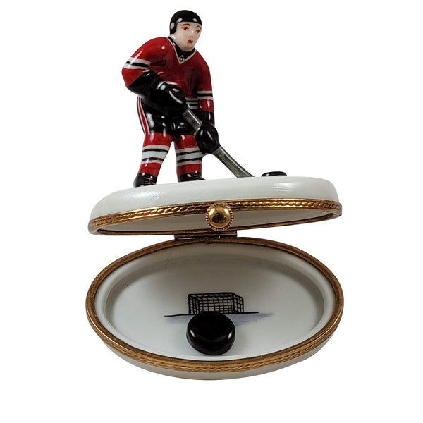 Load image into Gallery viewer, Rochard "Hockey Player with Removable Puck" Limoges Box