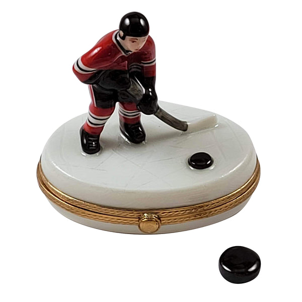 Load image into Gallery viewer, Rochard "Hockey Player with Removable Puck" Limoges Box