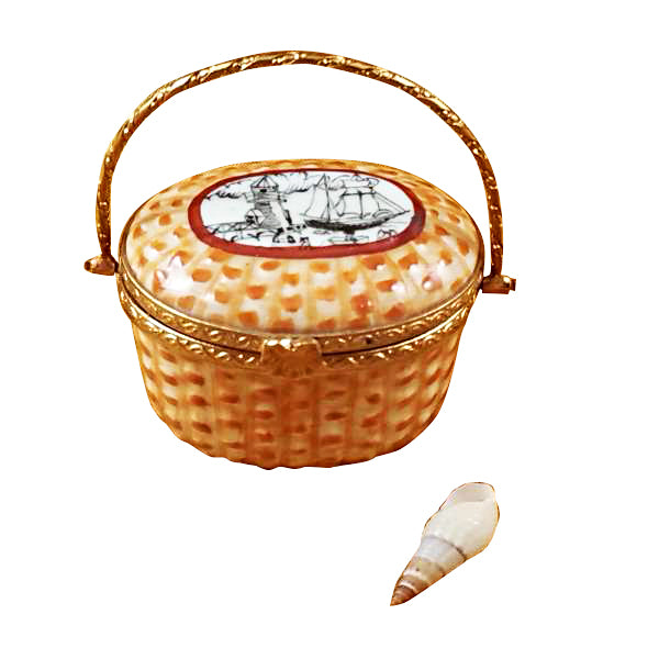 Load image into Gallery viewer, Rochard "Nantucket Basket with Lighthouse" Limoges Box