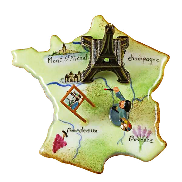 Load image into Gallery viewer, Rochard "Map of France with Monet & Eiffel Tower" Limoges Box
