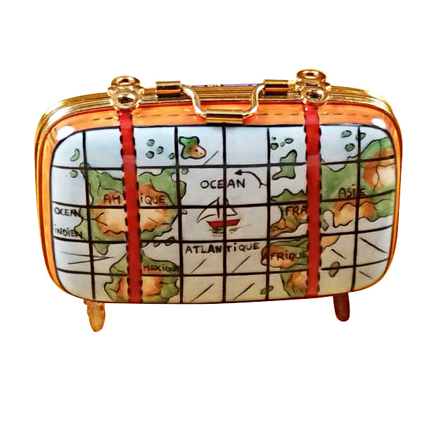 Load image into Gallery viewer, Rochard "Suitcase with Maps" Limoges Box