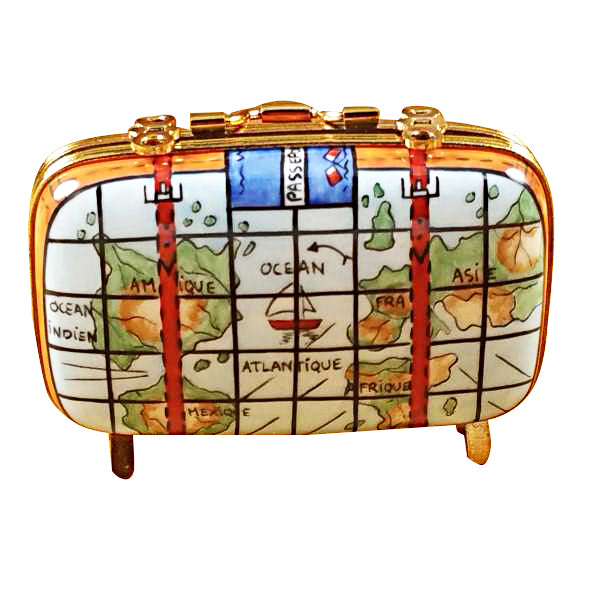 Load image into Gallery viewer, Rochard "Suitcase with Maps" Limoges Box