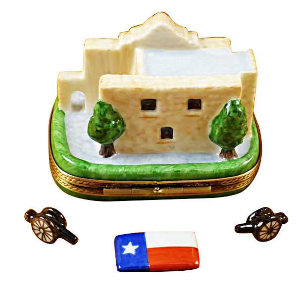 Load image into Gallery viewer, Rochard "The Alamo with Cannons and Texas Flag" Limoges Box