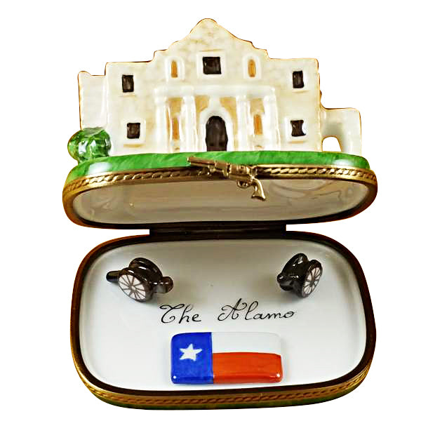 Load image into Gallery viewer, Rochard "The Alamo with Cannons and Texas Flag" Limoges Box