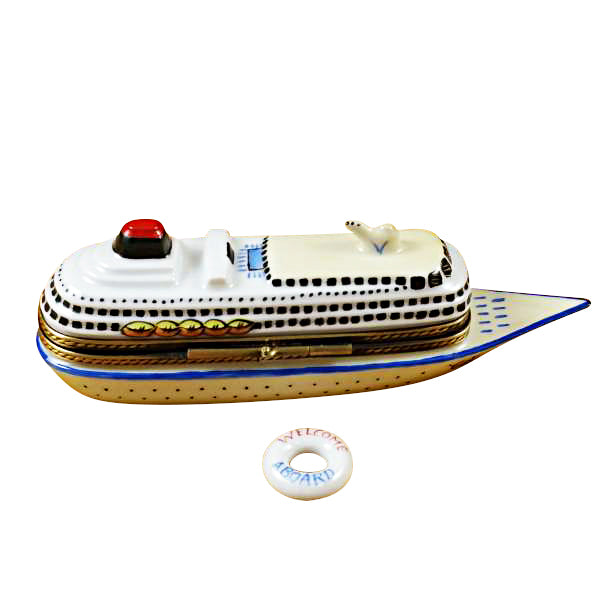 Load image into Gallery viewer, Rochard "Cruise Ship with Life Buoy" Limoges Box