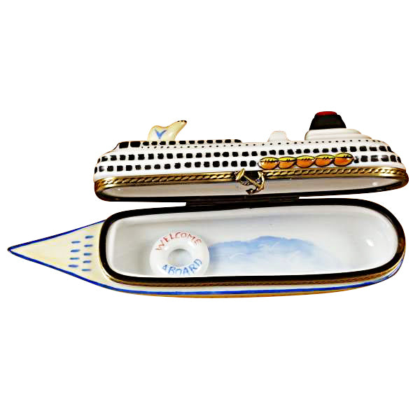 Load image into Gallery viewer, Rochard "Cruise Ship with Life Buoy" Limoges Box