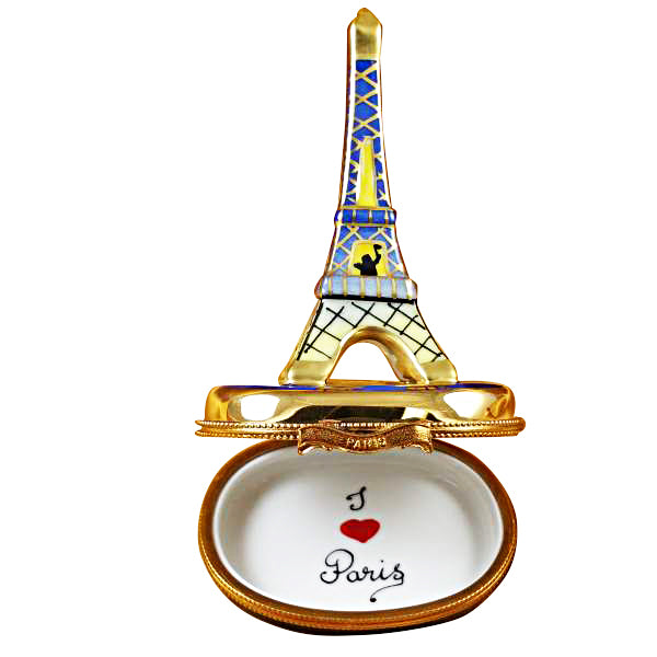 Load image into Gallery viewer, Rochard "Eiffel Tower Gold on Blue Base" Limoges Box