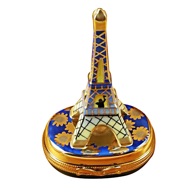 Load image into Gallery viewer, Rochard "Eiffel Tower Gold on Blue Base" Limoges Box