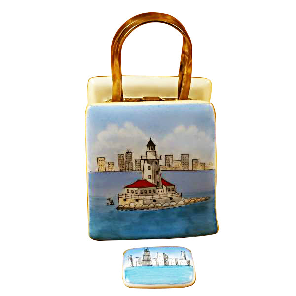 Load image into Gallery viewer, Rochard "Shopping Bag Chicago Lighthouse" Limoges Box