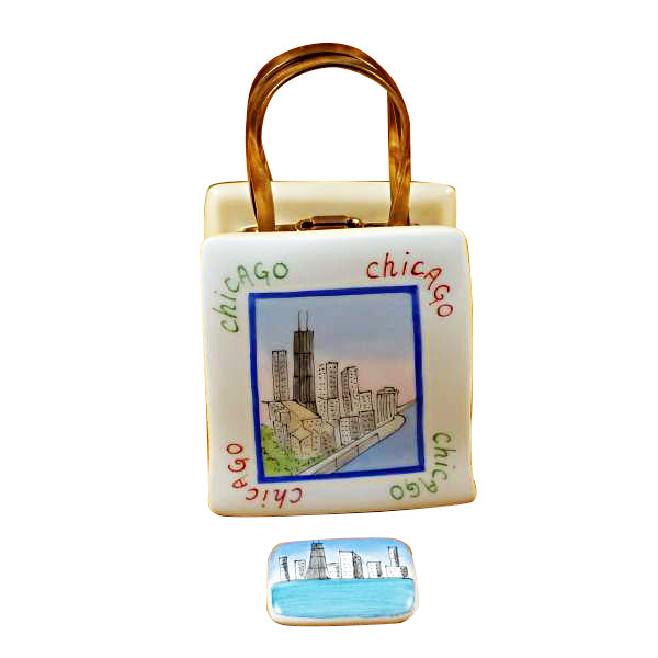 Load image into Gallery viewer, Rochard "Shopping Bag Chicago Lighthouse" Limoges Box
