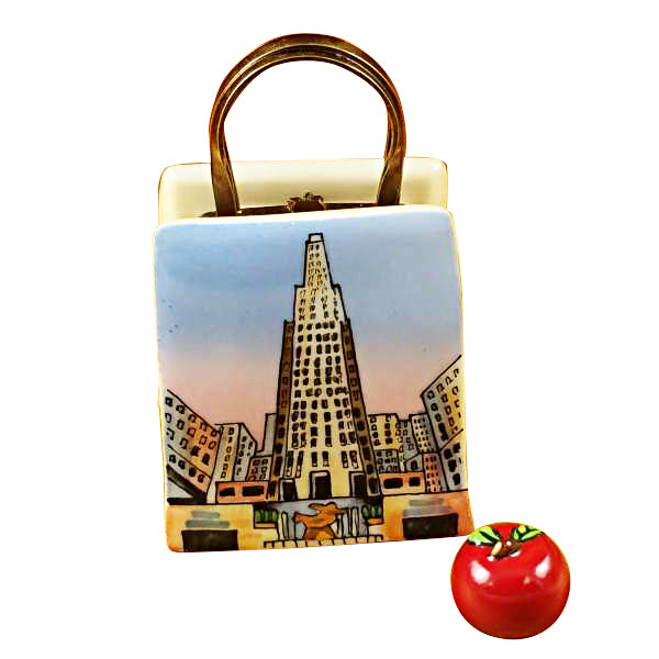 Load image into Gallery viewer, Rochard "New York Rockefeller Shopping Bag with Apple" Limoges Box