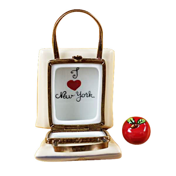 Load image into Gallery viewer, Rochard "New York Rockefeller Shopping Bag with Apple" Limoges Box