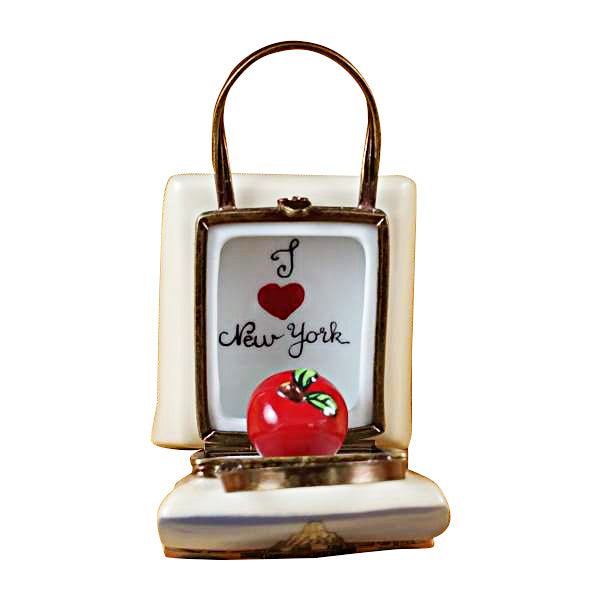 Load image into Gallery viewer, Rochard "New York Rockefeller Shopping Bag with Apple" Limoges Box