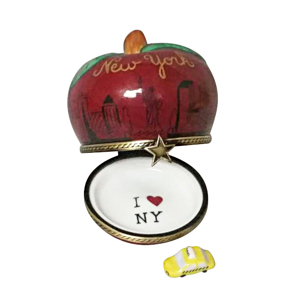 Load image into Gallery viewer, Rochard "I Love New York Apple with Removable Taxi" Limoges Box