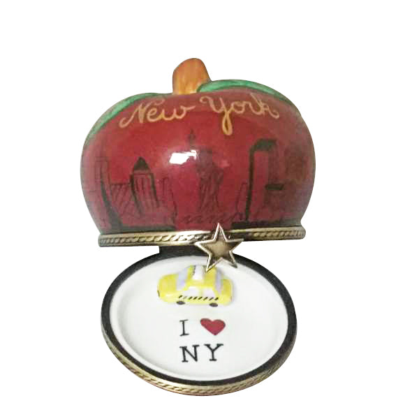 Load image into Gallery viewer, Rochard "I Love New York Apple with Removable Taxi" Limoges Box