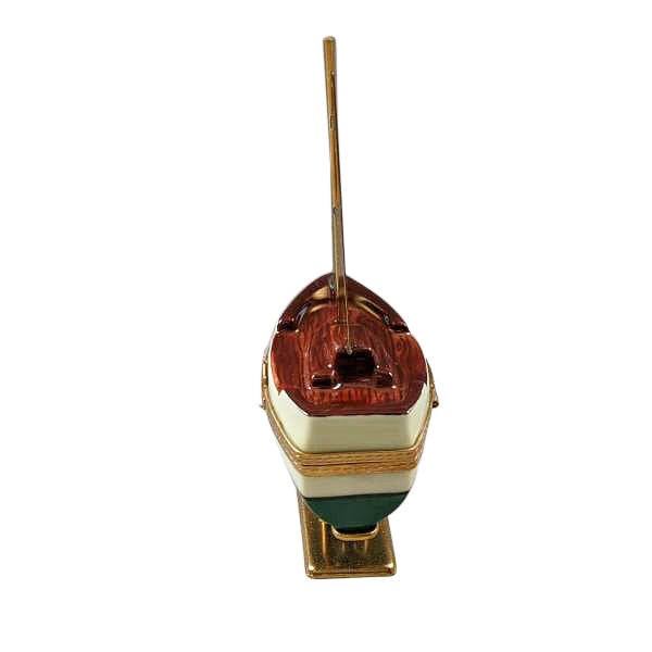 Load image into Gallery viewer, Rochard "Sailboat with Brass Sails and Stand with Removable Anchor" Limoges Box