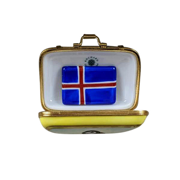 Load image into Gallery viewer, Rochard "Iceland Suitcase with Removable Flag" Limoges Box