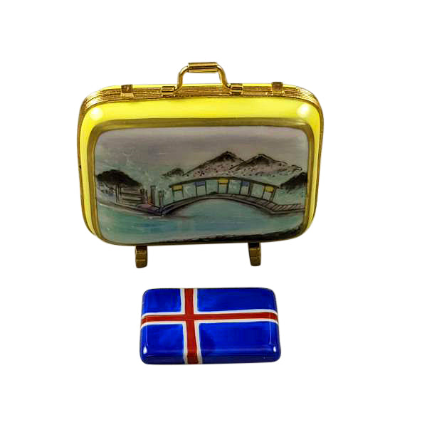 Load image into Gallery viewer, Rochard "Iceland Suitcase with Removable Flag" Limoges Box