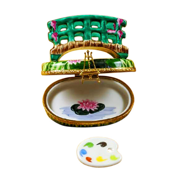Load image into Gallery viewer, Rochard "Monet Bridge with Water Lilies with Removable Palette" Limoges Box