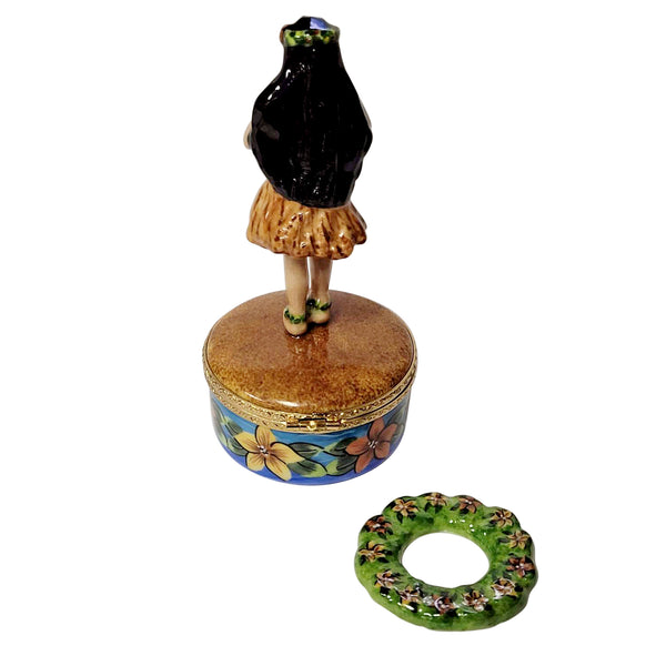 Load image into Gallery viewer, Rochard "Hawaiian Hula Dancer with Removable Lei" Limoges Box