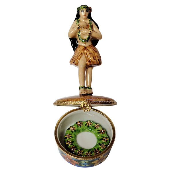 Load image into Gallery viewer, Rochard "Hawaiian Hula Dancer with Removable Lei" Limoges Box