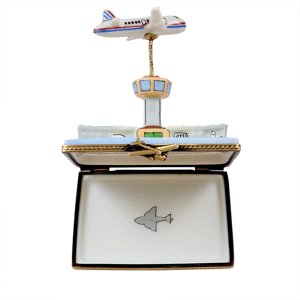 Load image into Gallery viewer, Rochard "Airport with Flying Plane" Limoges Box
