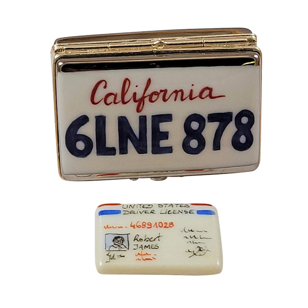 Load image into Gallery viewer, Rochard "California License Plate with Driver's License" Limoges Box
