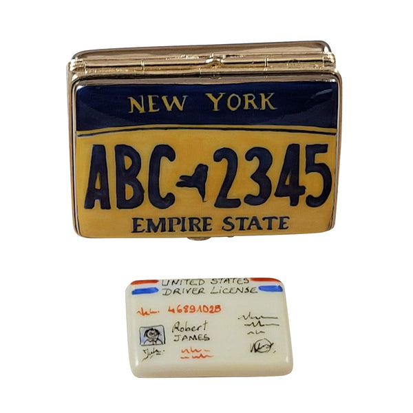 Load image into Gallery viewer, Rochard "New York License Plate with Driver's License" Limoges Box