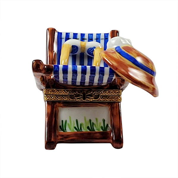Load image into Gallery viewer, Rochard "Adirondack Chair with Hat & Sunglasses" Limoges Box