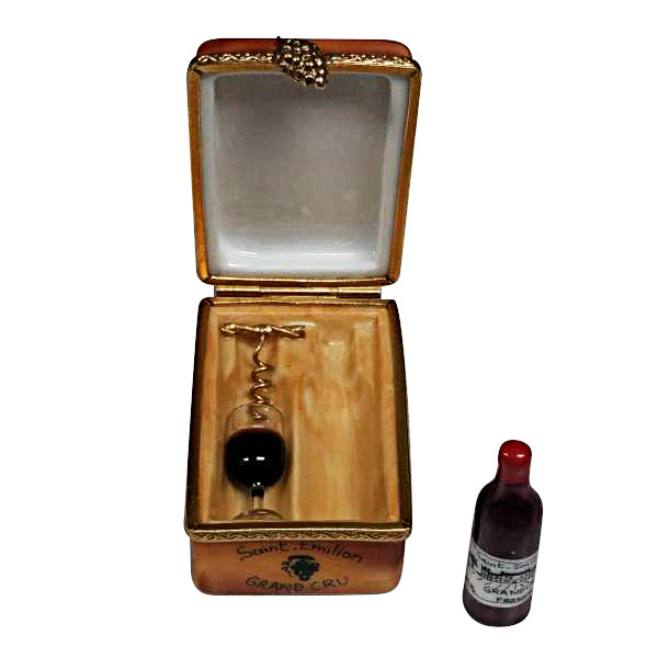 Load image into Gallery viewer, Rochard "Bourdeaux Tasting Crate with 1 Bottle, Glass and Cork Screw" Limoges Box
