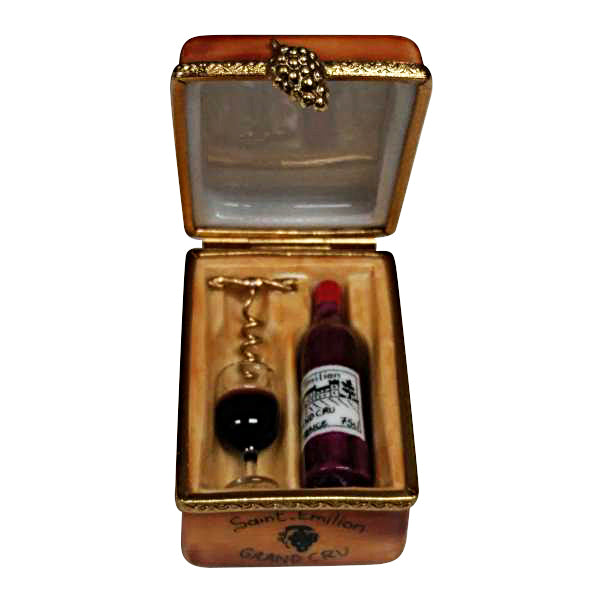 Load image into Gallery viewer, Rochard "Bourdeaux Tasting Crate with 1 Bottle, Glass and Cork Screw" Limoges Box