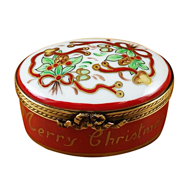 Load image into Gallery viewer, Rochard "Oval-Merry Christmas" Limoges Box