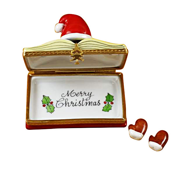 Load image into Gallery viewer, Rochard "Christmas Book "Christmas Stories" with Removable Gloves" Limoges Box