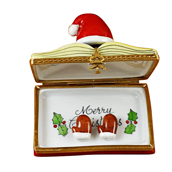Load image into Gallery viewer, Rochard "Christmas Book "Christmas Stories" with Removable Gloves" Limoges Box