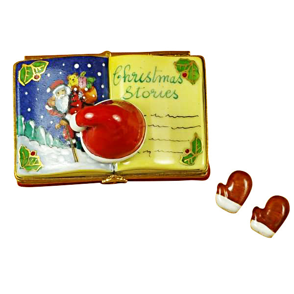 Load image into Gallery viewer, Rochard "Christmas Book "Christmas Stories" with Removable Gloves" Limoges Box