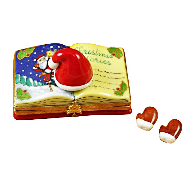 Load image into Gallery viewer, Rochard "Christmas Book "Christmas Stories" with Removable Gloves" Limoges Box