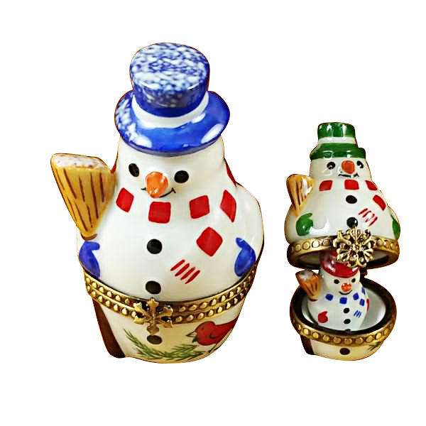 Load image into Gallery viewer, Rochard "Nesting Snowman Set" Limoges Box